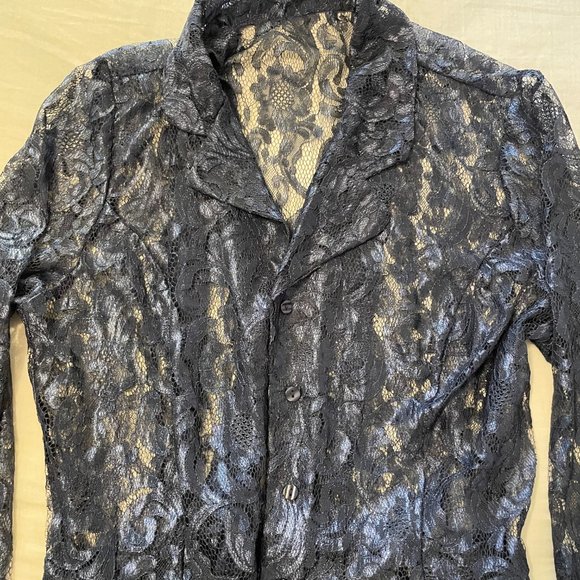 women lace jacket /blouse - navy color - size 12 - Picture 3 of 6